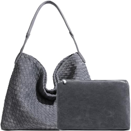 Image of JINMANXUE Women Boston Bag, Woven Hobo Tote Handbag and Purses, Female Satchel Messenger Bags, Fashion Shoulder Crossbody Bag