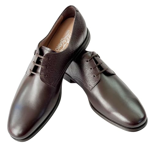 Spencer Leather 10 E Plain Toe Gancini Oxford Men's Brown Dress Shoes (Salvatore4