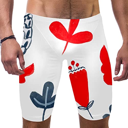 Maillot de bain homme fleurs rouge gris grand taille 3XL short