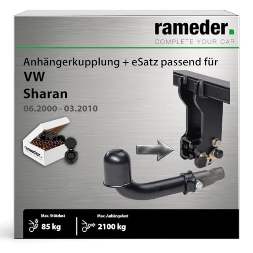 Anhängerkupplung abnehmbar Auto Hak passend für VW Sharan Typ 7M Baujahr: 2000-2010 inkl. 13 poligem spezifischen Relais Elektrosatz | rameder. Komplettsatz - SEMIAUTOMATIC