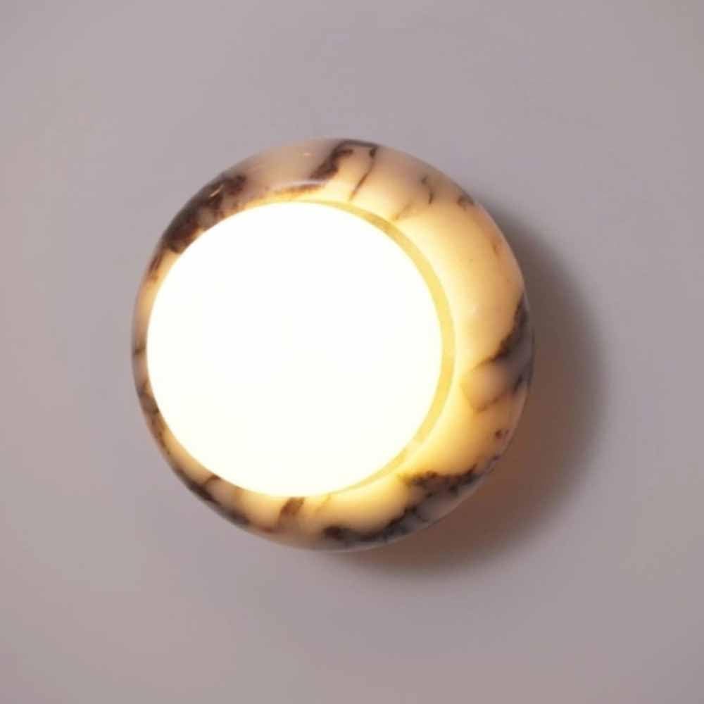 Aplique de pared mármol redondo con globo de vidrio y luz de tocador