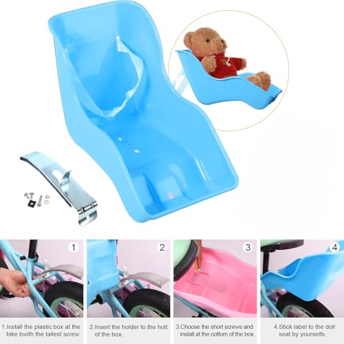Doll Bike Seat with 28 Pcs Stickers Decals Bicycle Basket