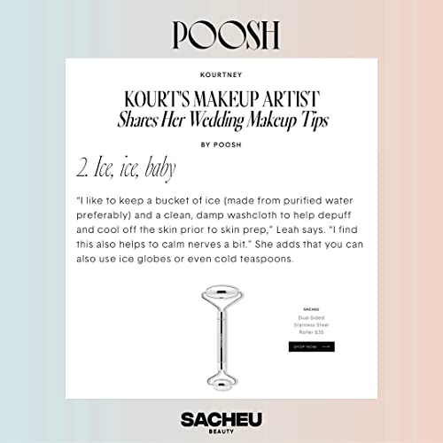 Sacheu Stainless Steel Facial Roller - Face And Eye Roller, Metal Face Roller To Help Reduce Puffiness, Inflammation, Increase Circulation, Cooling Dual Sided, Facial Roller Massager With Travel Pouch #TOP6