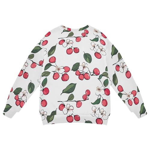 JUNZAN Art Serviceberry Fruit White Big Girls Hoodie Sweatshirt Crewneck Sweatshirt With Hoodie Sports 4T2