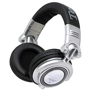 Panasonic RP-DH1200 DJ koptelefoon (50 mm converter, 50 ohm / 1 kHz impedantie, 107 db/mw, afneembare spiraalkabel, 6,3 mm adapter) zilver