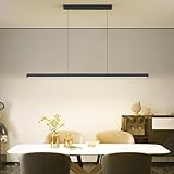 Matven 47' LED Linear Pendant Light Fixtures, 25W Dimmable Pool Table Light with Remote, Modern Island Lights for Kitchen Dining Room Living Room Office Bar, 3000k-6000k, Black