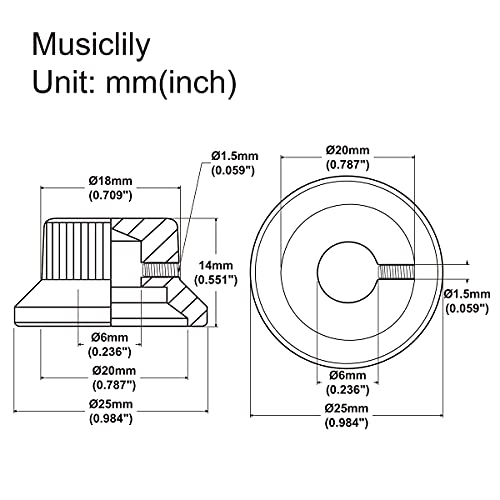 Musiclily Pro 6mm Acier UFO Boutons Potentiomètre ST avec Fixation Vis pour Guitare électrique type Strat, Doré(Lot de 3… - Les Beatles, Paul McCartney, John Lennon, RIngo Starr, George Harrison Musiclily Pro 6mm Acier UFO Boutons Potentiomètre ST avec Fixation Vis pour Guitare électrique type Strat, Doré(Lot de 3… – Image 3