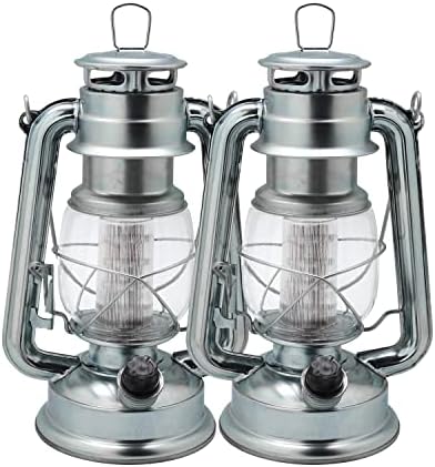 YAKii LED Vintage Lantern Metal Hanging Hurricane Lantern 12 LED Dimmer Switch Cold White Battery Operated Lantern Power Outage Indoor Camping Lighting Outdoor Lantern(Copper)