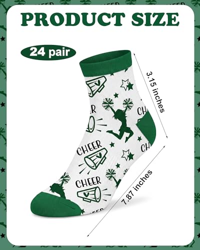 Image of Maiteenly 24 Pairs Ankle Cheer Socks Cheerleading Team Cheerleader Socks for Women Girls Cheer Accessories Gifts