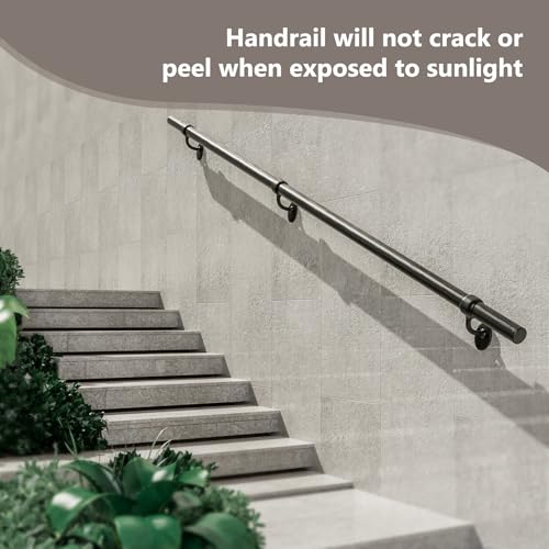 Thsgrt Stair Railing Indoor 10 Feet Hand Rails for Indoor/Outdoor Steps 1.5" Round Porch Railing Wall Mount Aluminum Hand Rails for Indoor Stairs Industrial Staircase Handrails by THSGRT - Used condition - Image 4