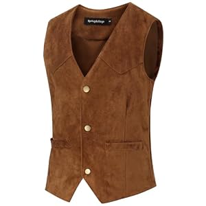 Spring&Gege Boys Suede Sleeveless Suit Vest Western Vintage Cowboy Waistcoat