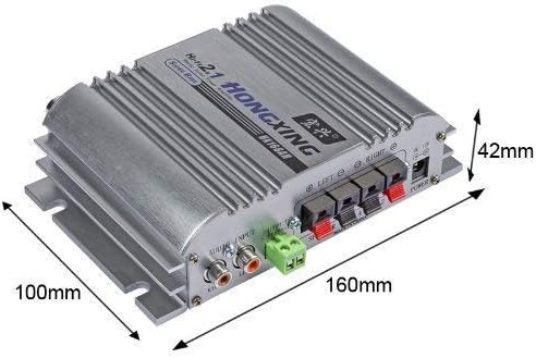 HONGXING HX-168AH amplifier with included accessories: AC adapter and power cable.