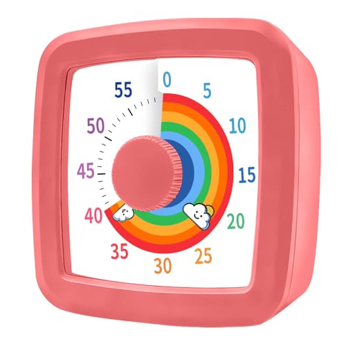 MEPHILIMIA Visueller Timer Kinder/Erwachsene 60 Minuten Regenbogen Countdown Timer Zeitmanagement Tool Schreibtisch mit großem Bildschirm Time Management-Werkzeug für Küche Schule Büro