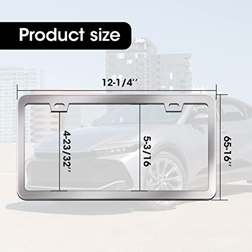 Chrome License Plate Frames, Silver License Plate Frame Universal Car License Plate Covers, Rust-Proof, Weather-Proof Silver Stainless Steel License Plate Holder, Pack Of 2 #TOP2
