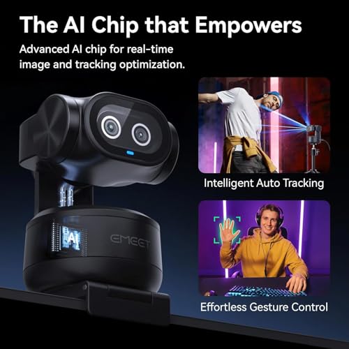 Image of EMEET PIXY Dual-Camera AI-Powered PTZ Camera 4K with Tripod, AI Tracking, PDAF&AI Autofocus 0.2s, 1 /2.55'' Sony Sensor, 3 Mics, Presets, 4K Webcam for Streaming, OBS /Twitch /Switch 2 Compatible