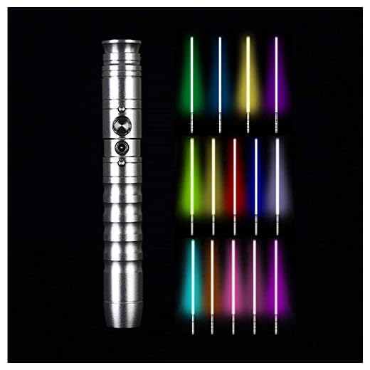 NANDAN Star Wars ljussabel, 11 färger utbytbar metall aluminium fäst ljus sabel med 2 lägen ljudkraft FX duellerande ljussabel svart fäste (65 cm blad-RGB)