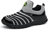Mishansha Sportschuhe Kinder Jungen Laufschuhe Atmungsaktiv Joggingschuhe Mädchen Mesh Sneaker Grau 33