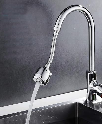 Image of Premium Tap Extension for Kitchen Sink | 360 Flexible Sink Tap for Kitchen Basin | Adjustable Kitchen Tap Extender & Tap Shower | Water Saving Sink Tap Extension, 2 Mode (Silver)