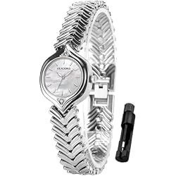 BOGEVNOR Women’s Dainty Watch Small Gold and Silver Watch Shell Dial with Fishbone Bracelet Women Wrist Watch Elegant Watches for Ladies Analog Quartz Stainless Steel Water Resistant Womens Watches Reloj Para Mujeres