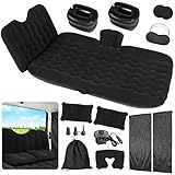 Woanger Car Air Mattress Backseat Inflatable Car Bed Mattress Portable Travel Camping Mattress Travel Bed Trip Blow up Mattress with Car Privacy Curtains Air Pump (Solid)