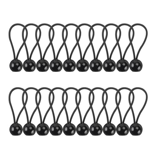 20 Pcs Bungee Balls,4 Inch Bungee Cords with Balls Suitable for Shelter, Camping, Cargo, Tent Poles(Black)