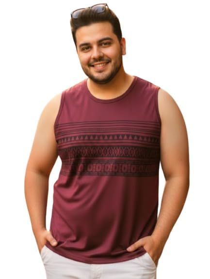 Image of Rigo Stylish Cotton Printed Vest for Men | Round Neck,Regular Fit, Sleeveless T-Shirt Vest for Men | Casual Innerwear Sando for Men & Boys - Perfect for Workouts Gym, Vacations, and Beaches