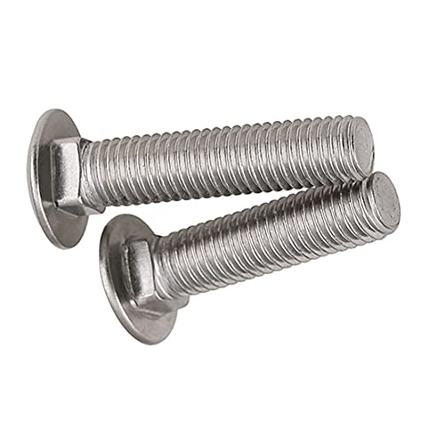 BOZONLI Flachrundschrauben Edelstahl A2 Schlossschrauben mit Vierkantansatz Flachrundkopf Schrauben, Vollgewinde M10×25mm, 3 Stück