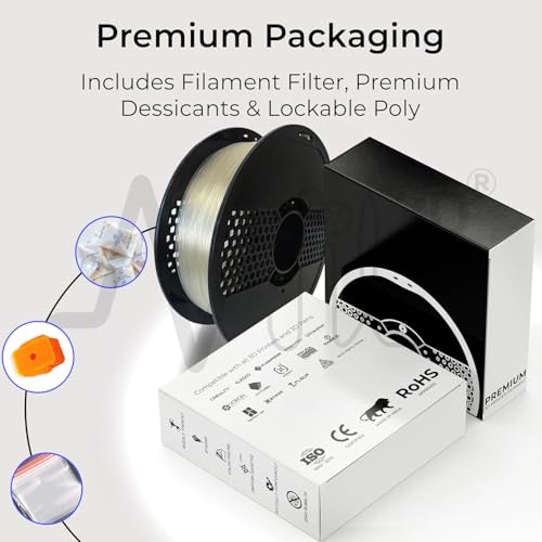 Image of NFIL3D Premium High Strength PLA+ Clear Glass 3D Printer Filament | Dimensional Accuracy + /- 0.015mm |1.75mm | Easy to Print, No Clogging,Smooth Finish,Tangle-Free |Compatible with All 3D Printers