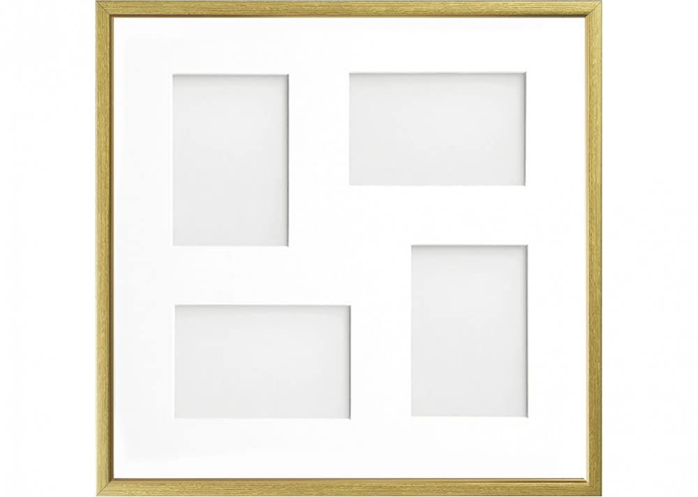 Frame Company Drayton Multi Aperture Photo Frame, Gold with Gold Inset, 40x40cm for 6x4 inch (x4 mix)