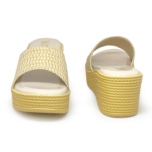 Image of WFS Women's Black 2.5 Inch Wedge Heel Slip-On Fashion Sandals - Shimmer Finish