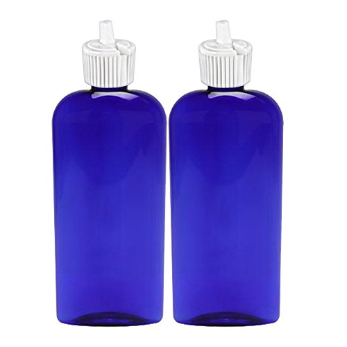 MoYo Natural Labs 8 oz Container PET Bottle Turret Style Closure Top Toggle Adjustable Dispenser Refillable Lotion Container Empty Bottle Blue 8 OZ Pack of 2