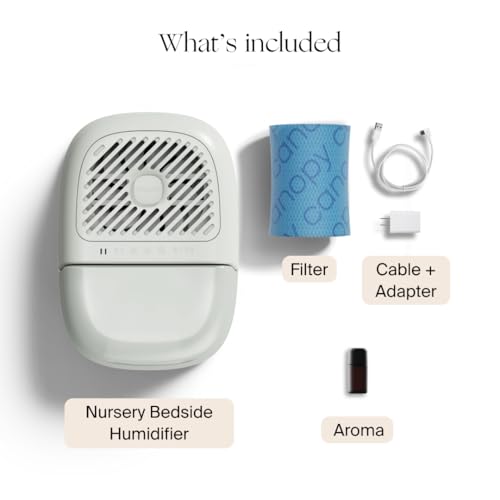 Image of Canopy Nursery Humidifier 2.0, White, 36 HR Run Time, 2.5L Capacity Tank - Sleep Lights, White Noise, Clean Aroma Diffusion - Promote Deep Sleep & Happy Skin - Humidifier, Filter & Aroma Kit