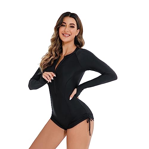 Women's One Piece Rashguard Floral Surfing Swimsuits Swim Rash Guard Boyleg Bathing Suit UV Protection Swimwear4