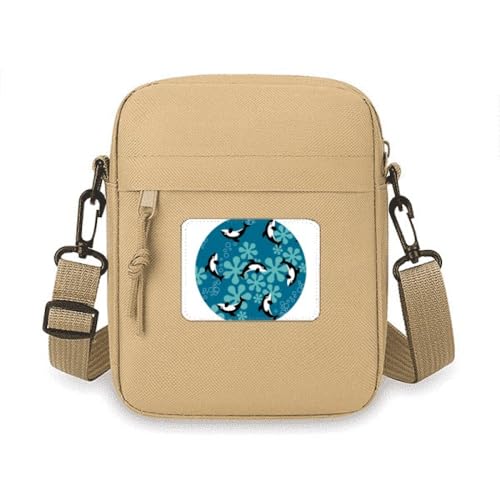 Sac à bandoulière pour téléphone portable pochette imprimée marine bleue dauphin et baleine
