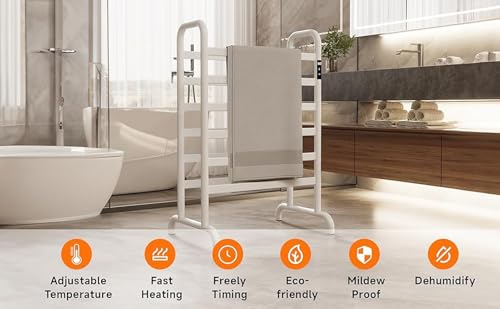 Radiador de baño y toallero eléctrico programable con pantalla táctil 8