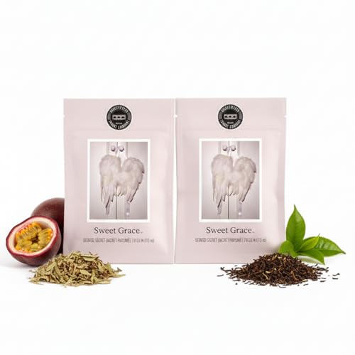 2er Set Duftsäckchen Sweet Grace dekorative Duftbeutel mit warmem harmonischem Duft aus Passionsfrucht Tee & Patchouli für Kleiderschrank Wohnzimmer & Auto langanhaltend bis zu 4 Monate