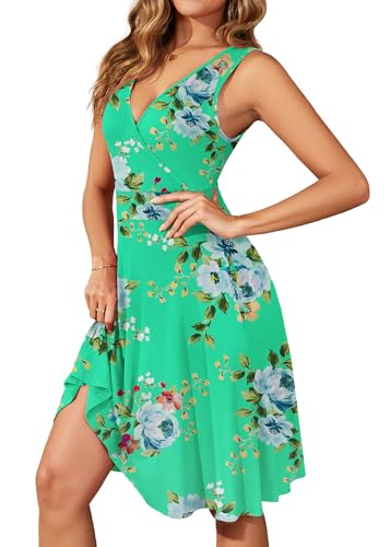 Image of WEACZZY Women's Summer Sleeveless Casual Dresses V-Neck Wrap Floral Holiday Tank Dress Flowy Beach Sundress with Pockets
