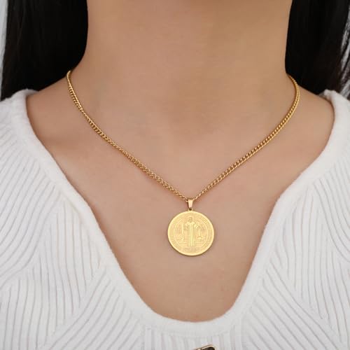 Collar San Benito de Nursia acero inoxidable mujer y hombre