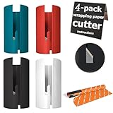 GNDROO 4 Packs Christmas Wrapping Paper Cutter Kraft Paper Roll Slitter Cutter Creative Holiday Paper Roll Cutting Machine Sliding Wrapping Paper Cutter Tool Tube Round Lip to Safer & Easier Cutting