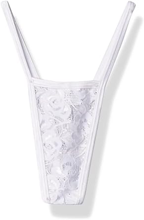 BodyZone Womens Lace Tiny Low Back Tee Underwear, White, One Size