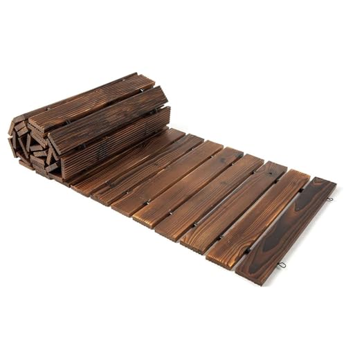 Roll Out Wooden Pathway, Outdoor Garden Walkway with Non-Slip Hardwood