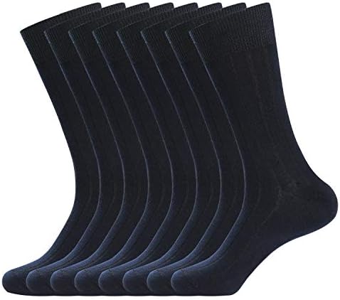 WANDER Mens Dress Socks Rib Cotton Classic Business Crew Sox 6/8 Pairs 7-15