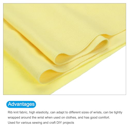 Image of MECCANIXITY 47 inch Elastic Cuffs Ribbed Trims Cotton Fabric Knit Rib Stretch Tape Cuff Sleeve Waistband for Sewing, 20 inch Wide Light Yellow
