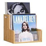 HOOBRO Vinyl Record Storage Crate, Stepped 2-Tier Record Crate, Album Storage Box, Visible Record Holder Crate with Handle, for Vinyl, Magazine, Folder, Album, Natural YL02CW01