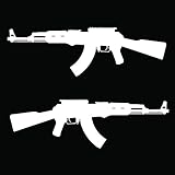 Auto Vynamics - GUNS-AK47-8-GWHI - Gloss White Vinyl AK-47 Kalashnikov (Avtomat Kalashnikova/AK/Kalash) Assault Rifle Decal - Mirrored Pair - (2) Piece Set - 8-by-2.5-inches