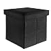 Produktbild INTIRILIFE Faltbarer Sitzhocker 38x38x38 cm in DIAMANT SCHWARZ - Sitzwürfel mit Stauraum und Deckel aus Stoff in Leinen Optik - Sitzcube Fußablage Aufbewahrungsbox Truhe Sitzbank