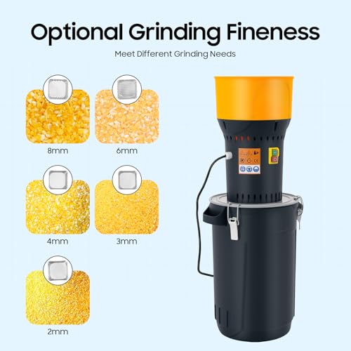 Mulino Per Cereali Elettrico 1000 W, Macinacaffè Con 5 Setacci, Macinacaffè Grano Di Soia, Serbatoio 25 L, Maniglia Per Il Trasporto, Per Uso Domestico E Agricolo Professionale, Macinino Per Cereali - 7