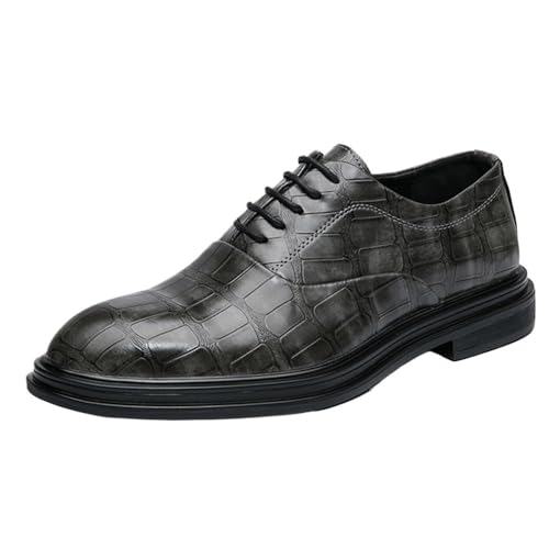 Formal Oxford Shoes for Mens Lace Up Pointed Toe Business Working Office Anti-Slip Shoe Vintage Grid Vegan Leather
