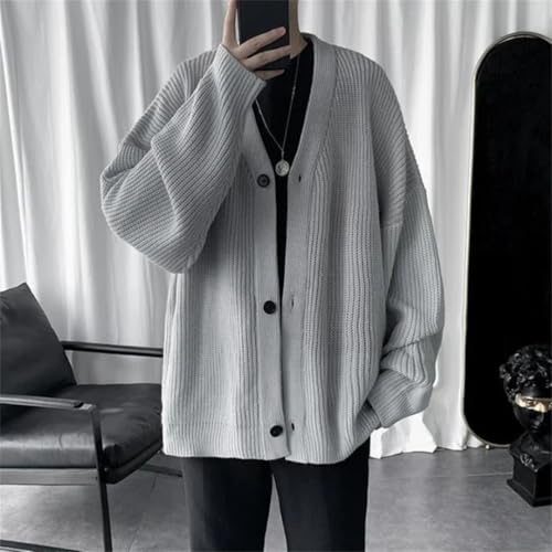 Man Clothes V Neck Cardigan Knitted Sweaters Streetwear Vintage Tops4