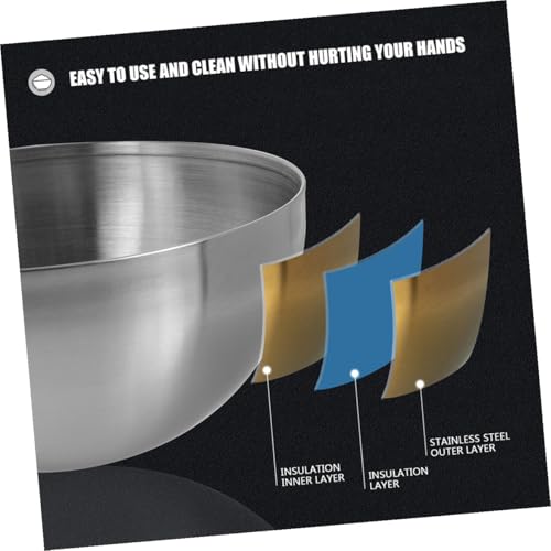 OFFIGAM 3個 ステンレス製ミキシングボウル点 耐熱性 重ね収納可能 調理 サラダ 冷麺用多用途キッチン容器